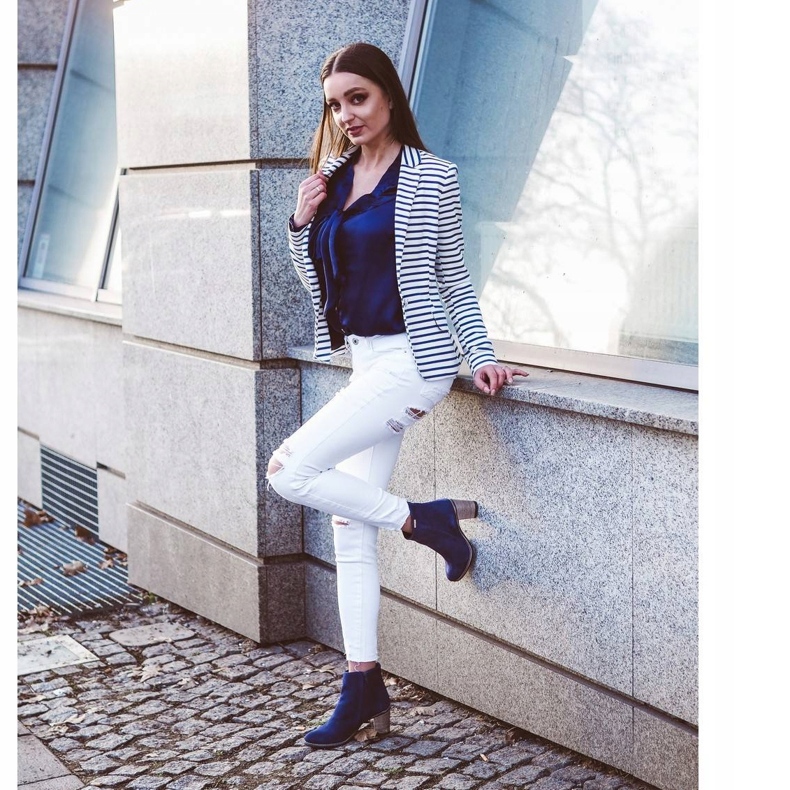 Olivier Sara Stivali blu navy con tacco alto 4