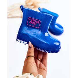 Stivali da pioggia blu navy per bambini in broccato 1