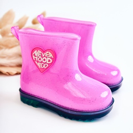 Stivali da pioggia per bambini in broccato fucsia rosa 1