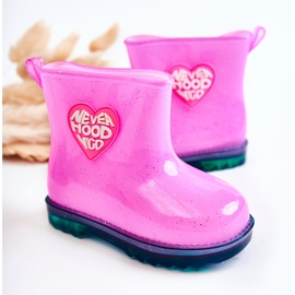 Stivali da pioggia per bambini in broccato fucsia rosa 2