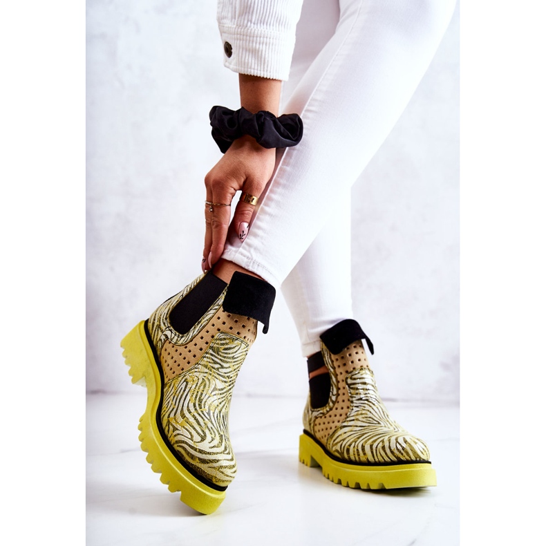 Maciejka 05324-07 Stivali slip-on in pelle gialli beige verde giallo 2