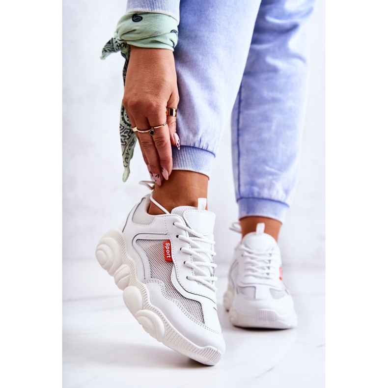 Sneakers Da Donna Scarpe Sportive Con Maglia Sallis Bianca bianco 2