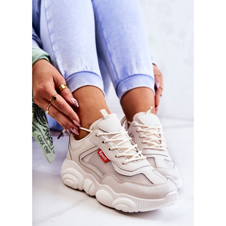 Sneakers Da Donna Scarpe Sportive Con Maglia Sallis Beige 2