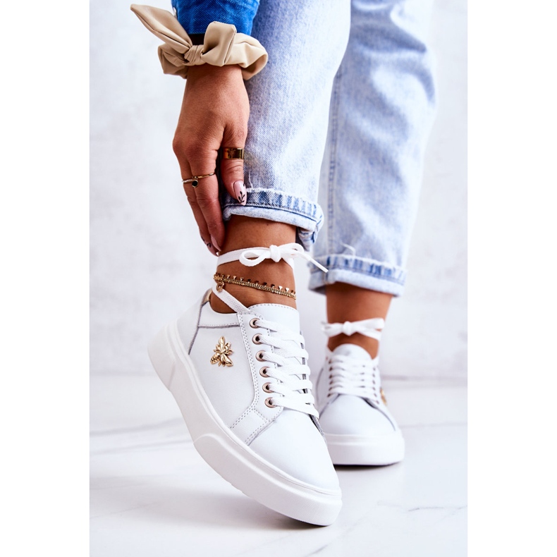 Vinceza Scarpe Sportive In Pelle Con Decorazione Calerie Bianca bianco d'oro 1