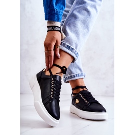 Vinceza Scarpe Sportive In Pelle Con Decorazione Calerie Nera nero d'oro 2