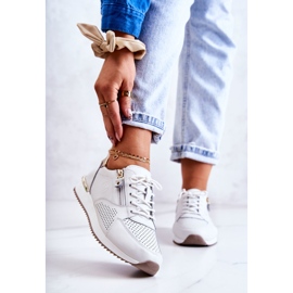Vinceza Sneakers Sportive da Donna in Pelle Scarpe Bianche Horessa bianco d'oro 1