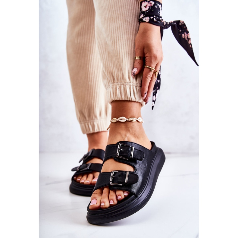 Ciabatte Da Donna In Pelle Con Fibbia La.Fi Black Nariss nero 1