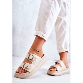 Ciabatte Da Donna In Pelle Con Fibbia La.Fi Beige Nariss 2