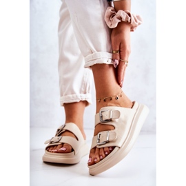 Ciabatte Da Donna In Pelle Con Fibbia La.Fi Beige Nariss 1