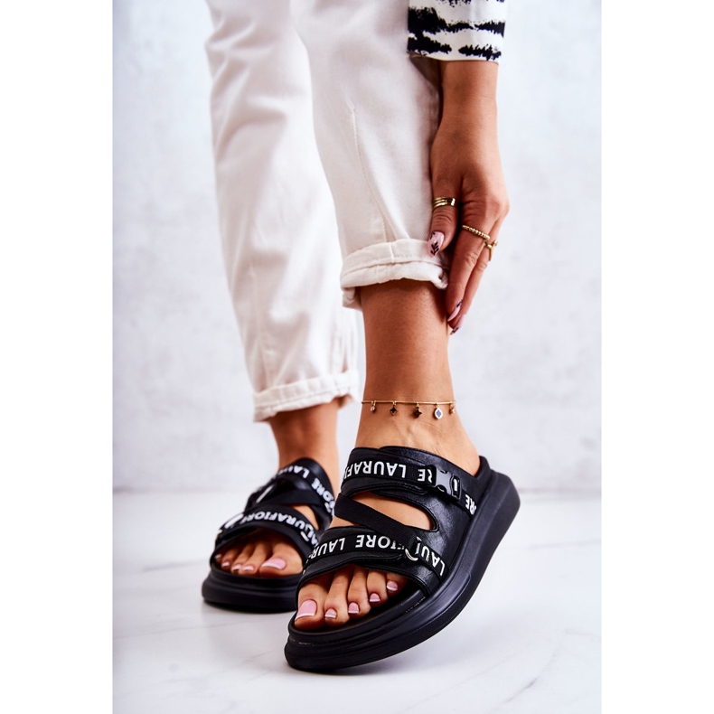 Ciabatte da donna in pelle alla moda La.Fi Black Menifis bianca nero 1