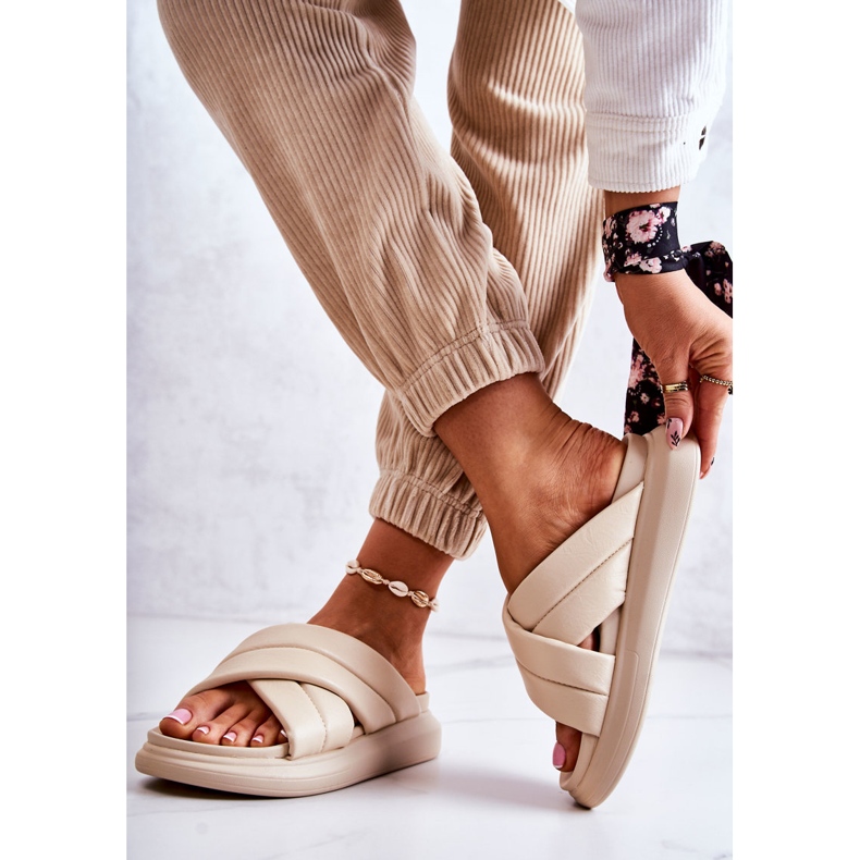 Ciabatte da donna in pelle La.Fi Beige Silla 2