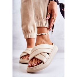 Ciabatte da donna in pelle La.Fi Beige Silla 1