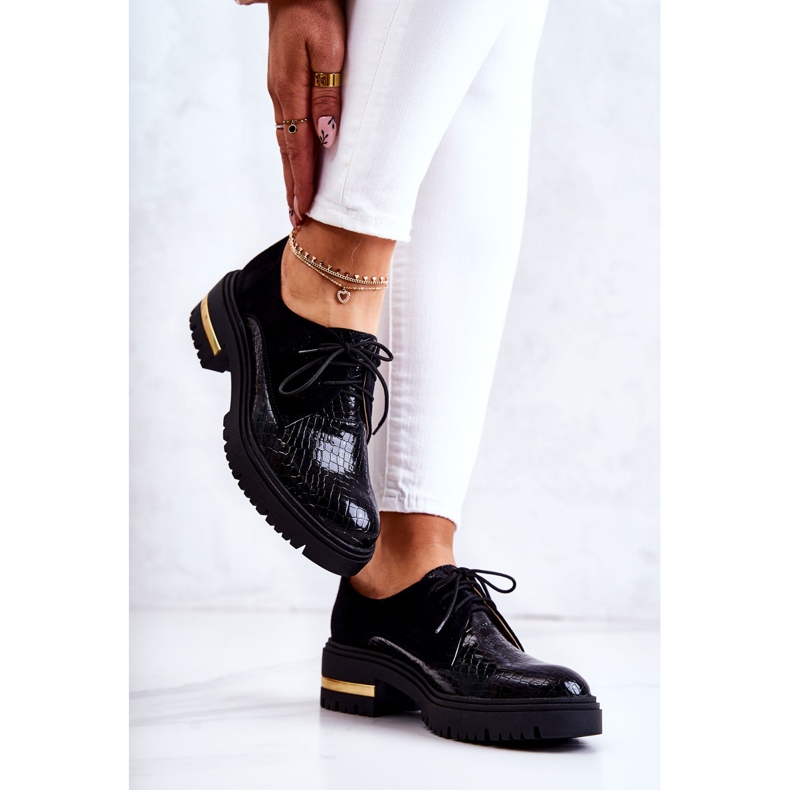 PA2 Scarpe da donna in pelle allacciate nere Merevin nero 2