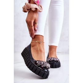 PA2 Ballerine In Pelle Sulla Piattaforma Con Ornamento Ladette Nero 1