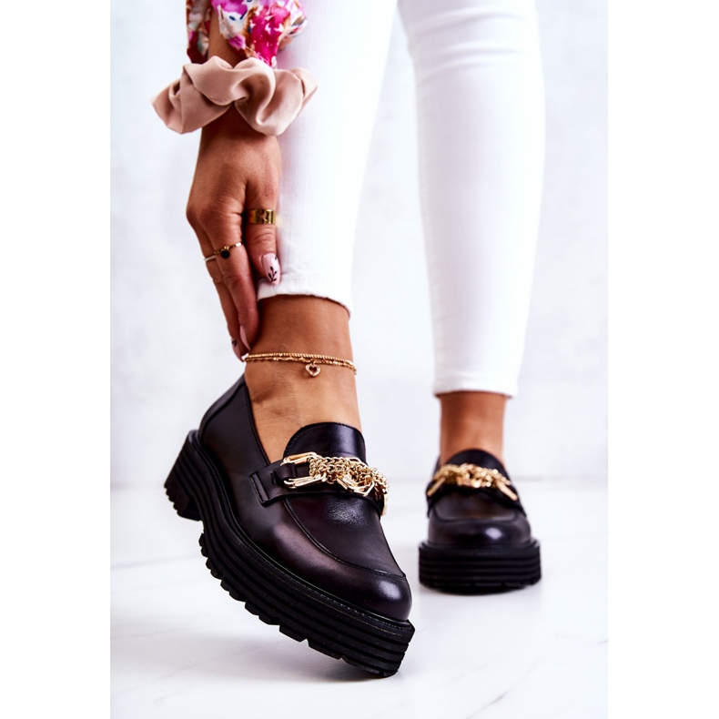Scarpe Brogue da Donna Pelle Dorata Decorazione Laura Messi 2383 Nera nero 1