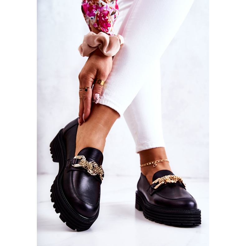 Scarpe Brogue da Donna Pelle Dorata Decorazione Laura Messi 2383 Nera nero 2