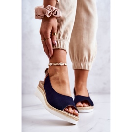 Sandali da donna con zeppa Big Star JJ276046 blu navy 1