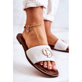 Ciabatte da Donna in Pelle Nicole 2735 Bianche e Oro bianco 2