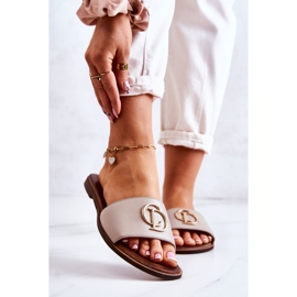 Ciabatte da donna in pelle Nicole 2735 Beige 1
