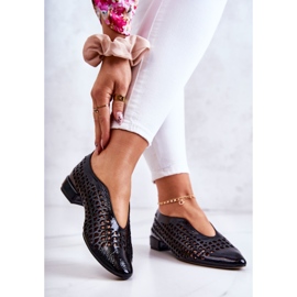 PA2 Eleganti scarpe traforate in pelle laccata Ismena Black nero 2