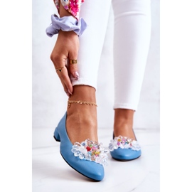 PA2 Ballerine In Pelle Con Elegante Decorazione Millany Blu 1
