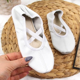 Ballerine in pelle su elastici, Nazo bianche bianco 1