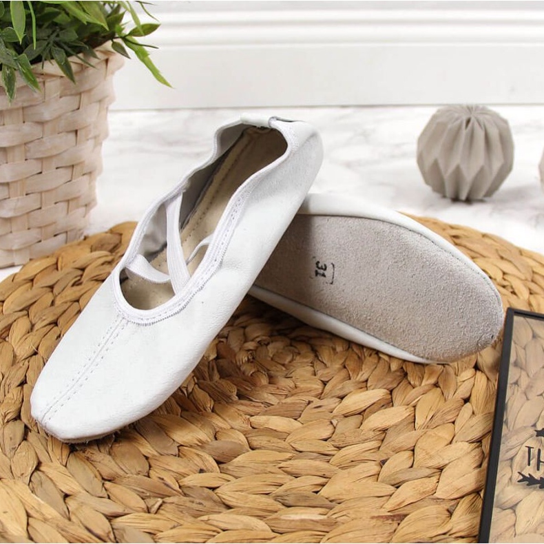 Ballerine in pelle su elastici, Nazo bianche bianco 2