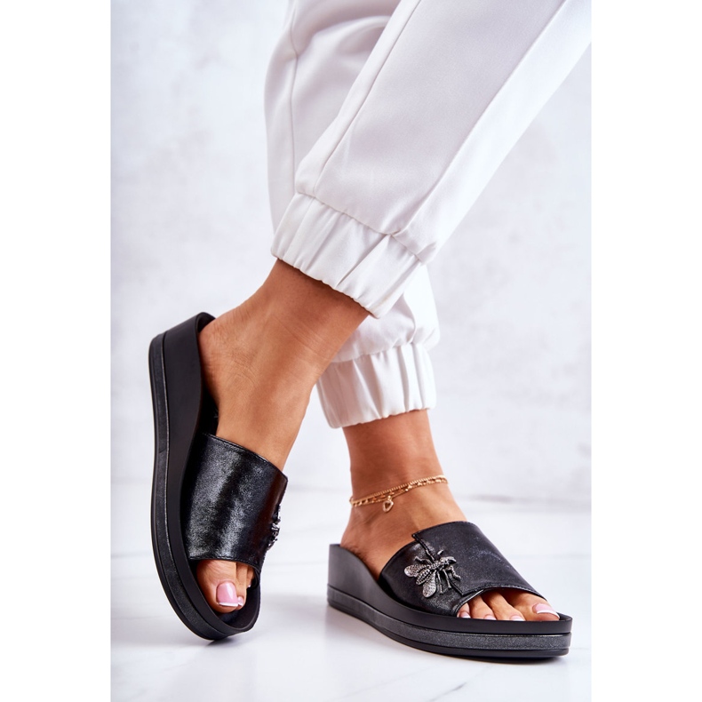 Vinceza Pantofole da donna alla moda con decorazione Holle nera nero 2