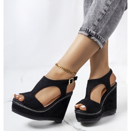 Sandali con zeppa Zerner neri nero 1