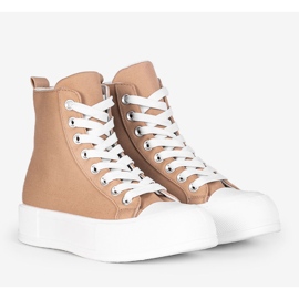 Sneakers marroni su suole alte Natasha beige 1