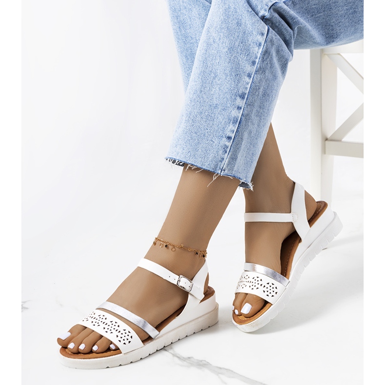 Sandali bianchi da donna Cubbine bianco argento 1