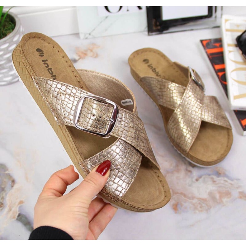 Ciabatte Inblu W ARC17 serpente oro d'oro 1