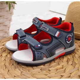 Sandali con velcro American Club Jr AM825A blu navy 2