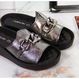 Ciabatte in pelle con catena T.Sokolski W SCA161 argento d'argento 2