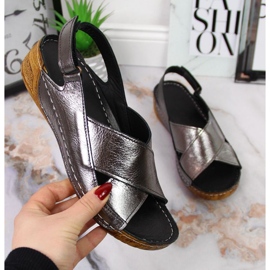 Sandali con zeppa in pelle T.Sokolski W SCA164A argento 1
