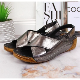 Sandali con zeppa in pelle T.Sokolski W SCA164A argento 2