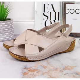 Sandali con zeppa in pelle T.Sokolski W SCA164B beige 2