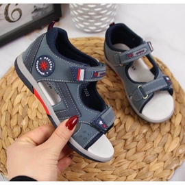 Sandali con velcro American Club Jr AM891B blu navy 1