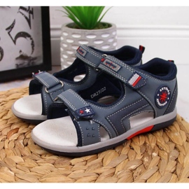 Sandali con velcro American Club Jr AM891B blu navy 2