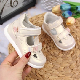 Scarpe traforate in velcro American Club Jr AM892A oro d'oro 1