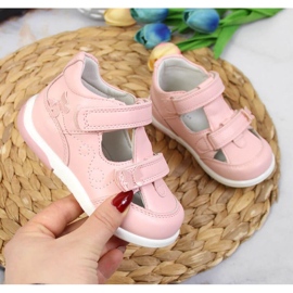 Scarpe traforate in velcro American Club Jr AM892B rosa 1