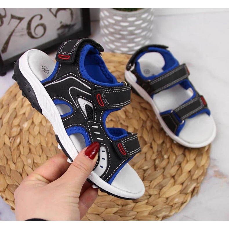 Sandali con velcro American Club Jr AM893A neri nero 1