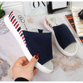 Ciabatte in pelle sulla zeppa Filippo W PAW359 blu navy 1