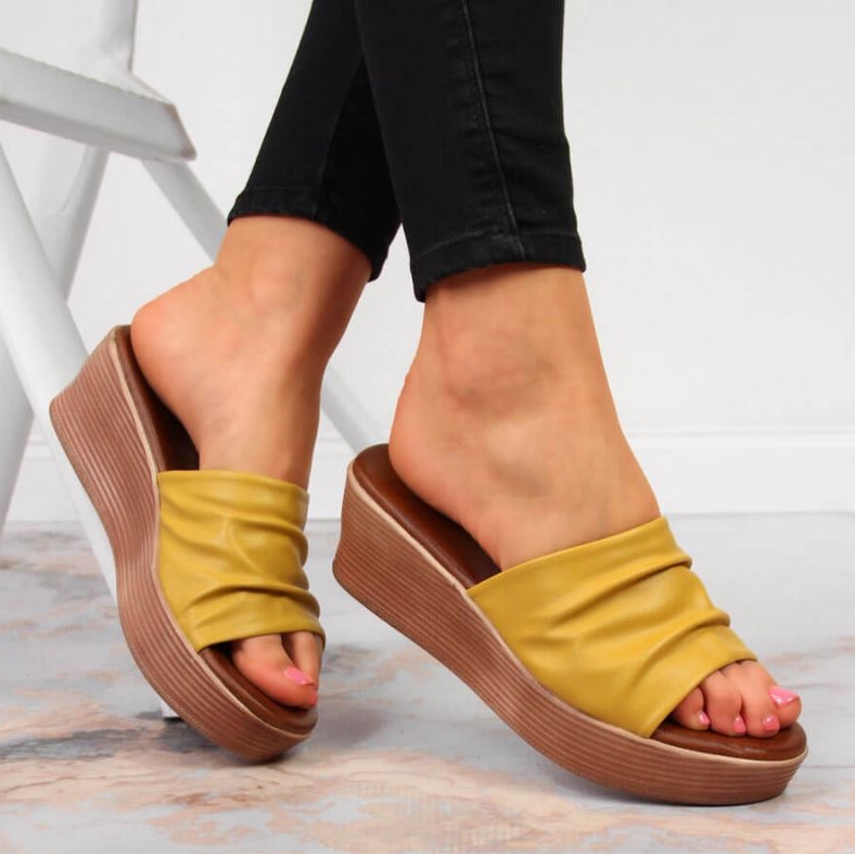 Ciabatte con zeppa Filippo W PAW354 gialle giallo 2