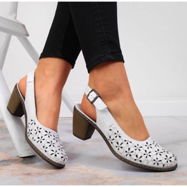 Sandali in pelle traforati Rieker W RKR531A bianco bianca 2
