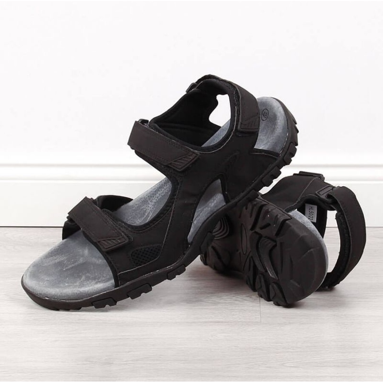 Sandali con velcro American Club M AM886 neri nero 2