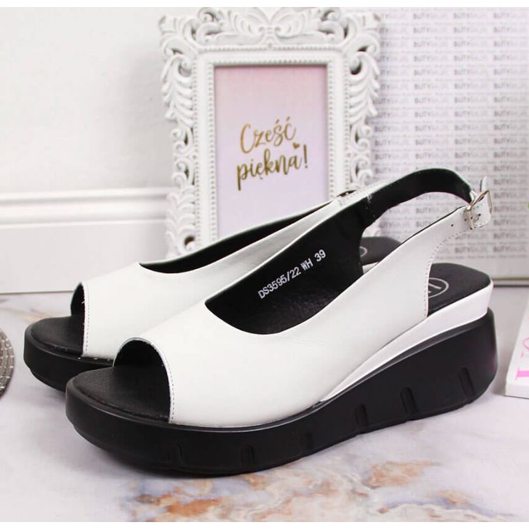 Sandali in pelle sulla zeppa Filippo W PAW360A bianco 2