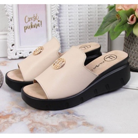 Ciabatte in pelle sulla zeppa Filippo W PAW362B beige 2