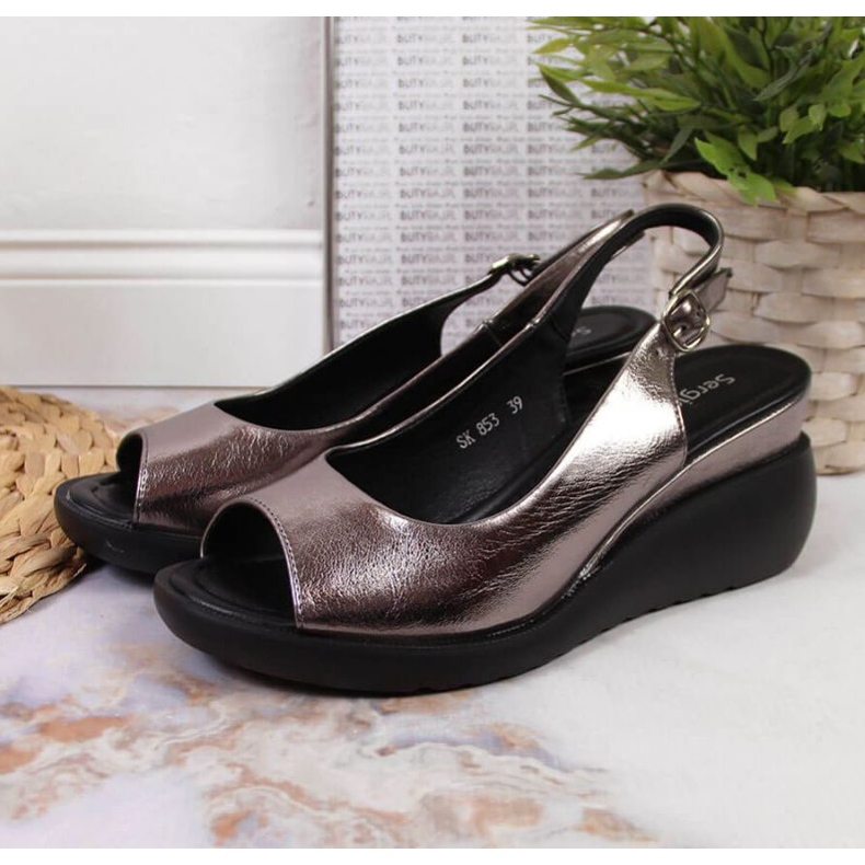 Sandali con zeppa Sergio Leone W SK368B argento 2