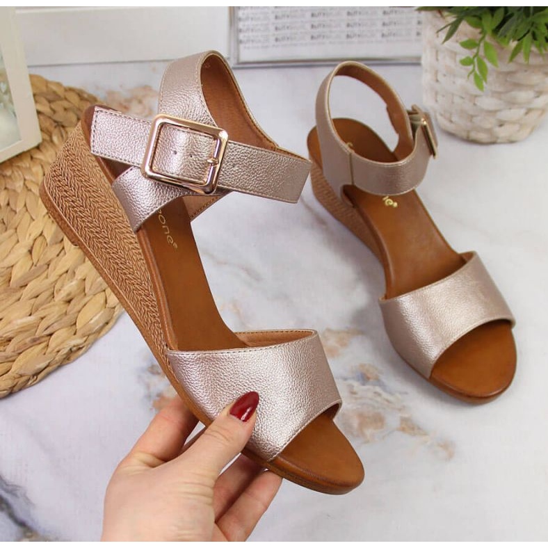 Sandali con zeppa Sergio Leone W SK376A beige 1